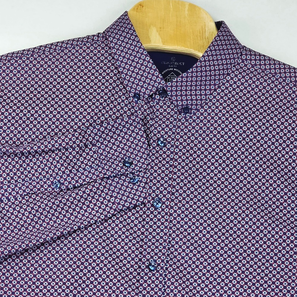 Construct Men's Shirt 2XL Slim Fit Geometric‎ Print Moisture Wicking